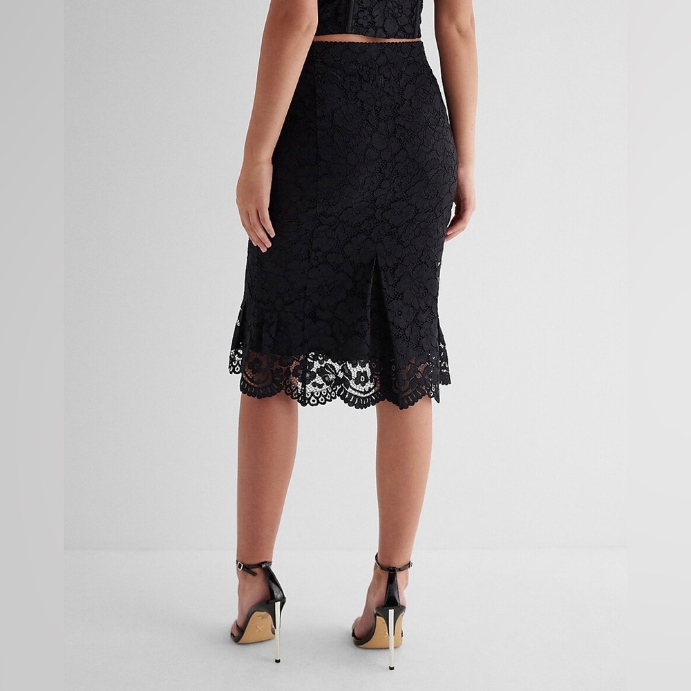 Express High Waisted Lace Peplum Midi Pencil Skirt Size 10 NWT - Picture 2 of 15